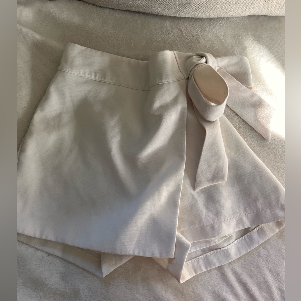 Cream asymmetrical skort